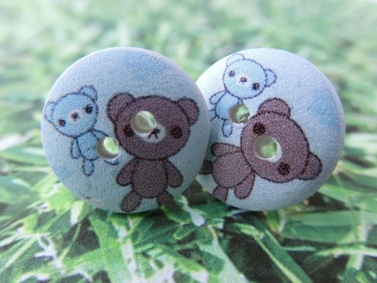 Holz Knopf Ohrstecker Teddy Bär